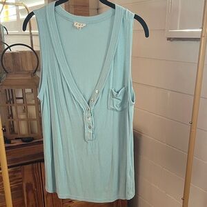 POL Sky Blue Button-Front Tank Top